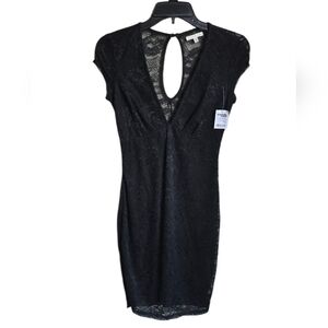 Charlotte Russe Bodycon Floral Lace Vneck Cocktail Black Dress Size Junior Small